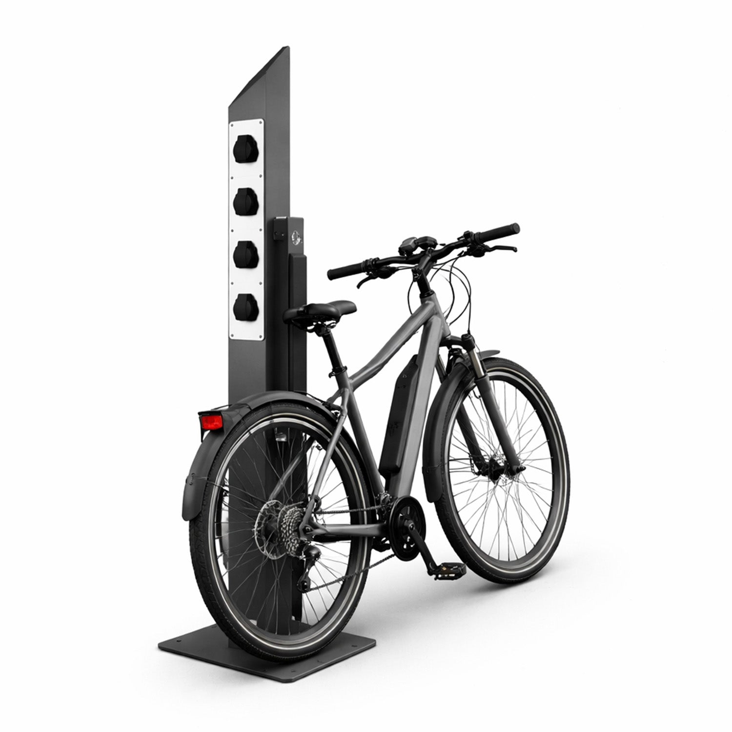 e ladesäule fahrrad E-Bike Ladesäule 4-fach Schuko – Edelstahl anthrazit (RAL 7016) – e-fuss.de